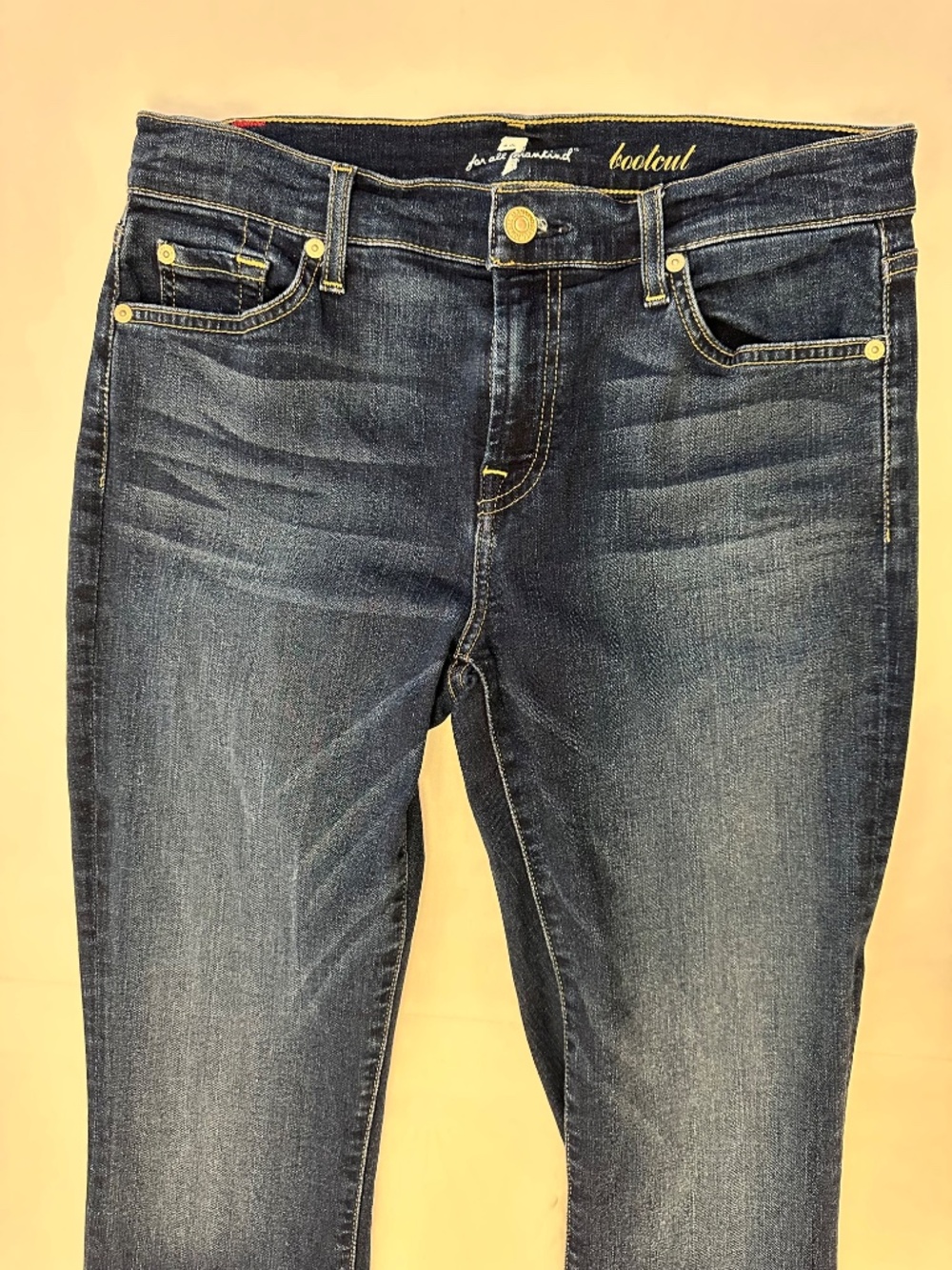 7 For All Mankind Bootcut Jeans Dark Wash Stretch Contrast Stitch Size 29